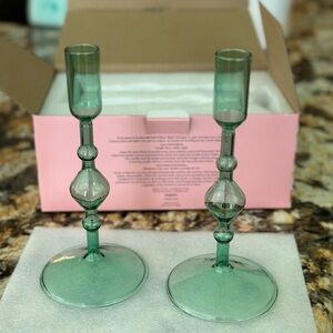 Poketo glass candle stick holder - set of 2
